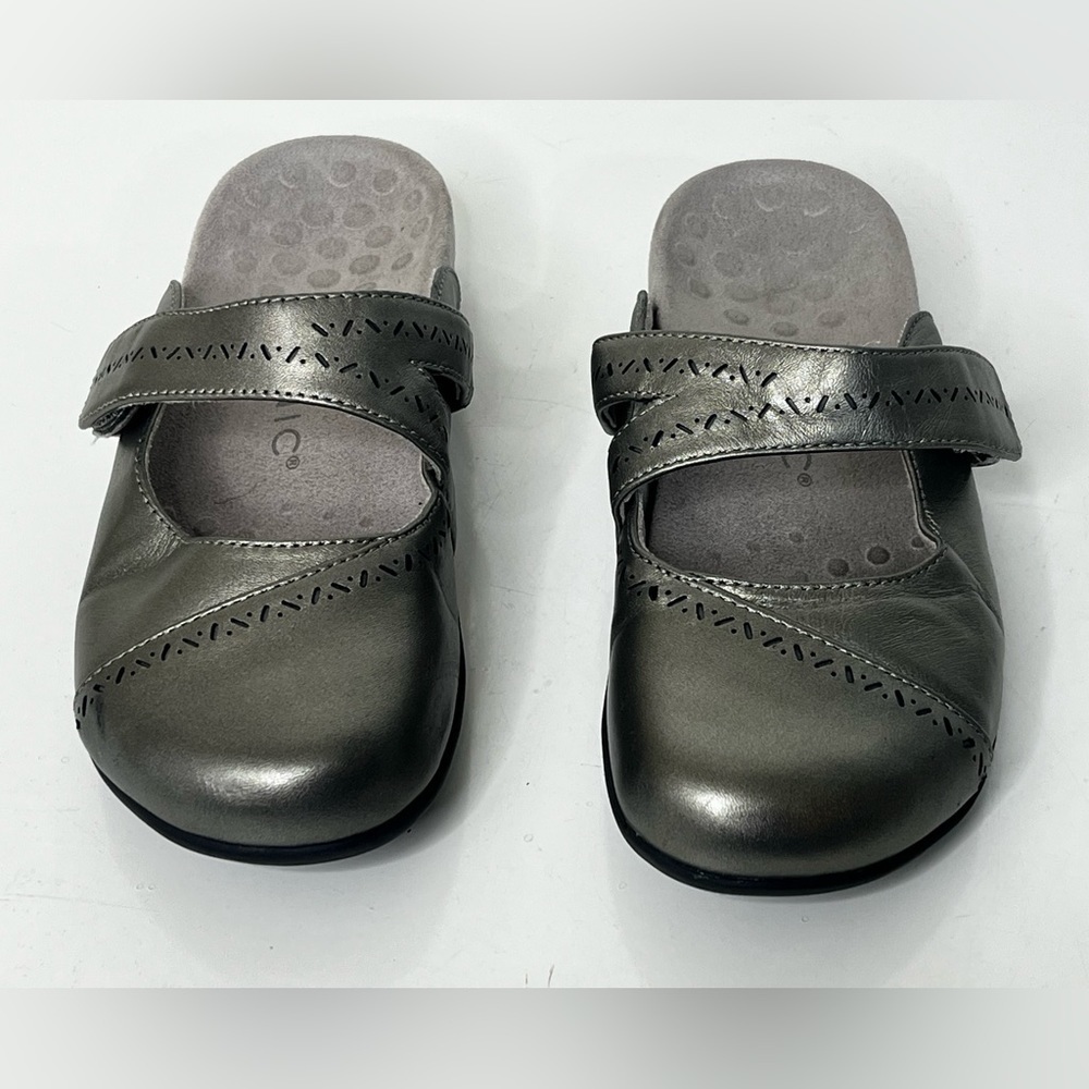 Vionic Twain Strap Clog Mule Slip On Shoe‎ Metallic Silver Women's Size 7